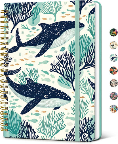 Taja Lined Spiral Journal Notebook for Women, A5 Cute College Ruled Hardcover Notebook for Work & Note Taking, Pretty Journal for Writing, 140 Pages, Flower Garden