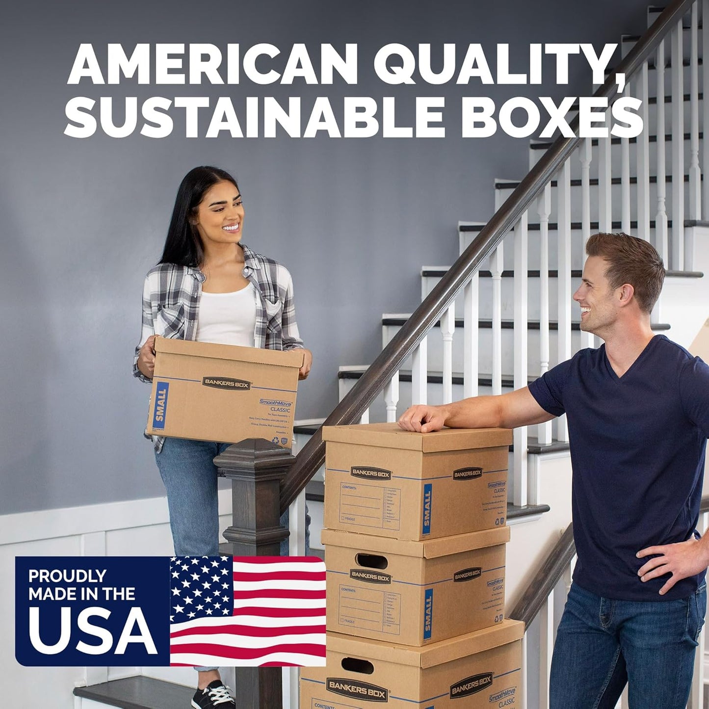 Bankers Box Small Classic Moving Box, 10-Pack, Reinforced Handles, Tape-Free Assembly, 15 x 12 x 10 Inches (7714901)
