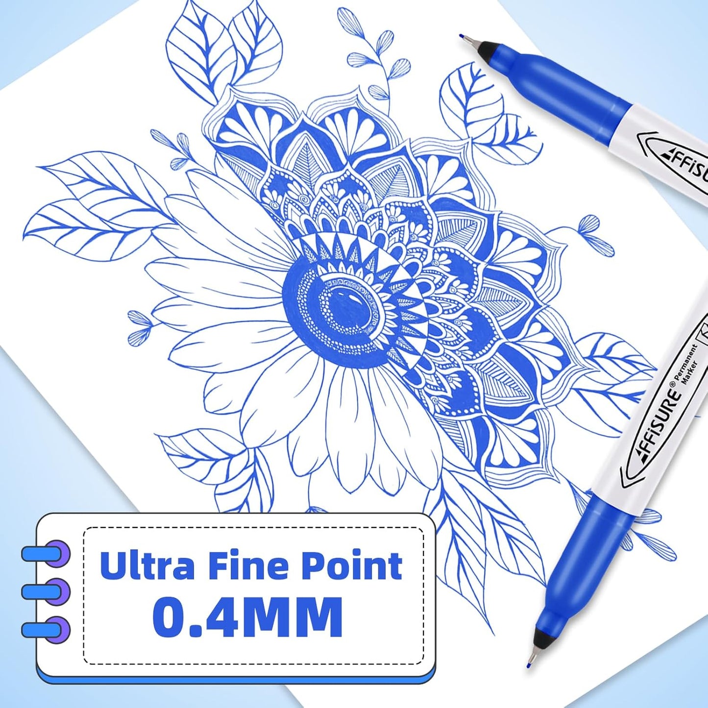 Permanent Markers, Ultra Fine Point, Black, 75 Count, 0.4mm, Fine tip permanent marker set, quick dry, waterproof, fading resists, durable, marks on paper, glass, ceramic, plastic, wood, rock, metal