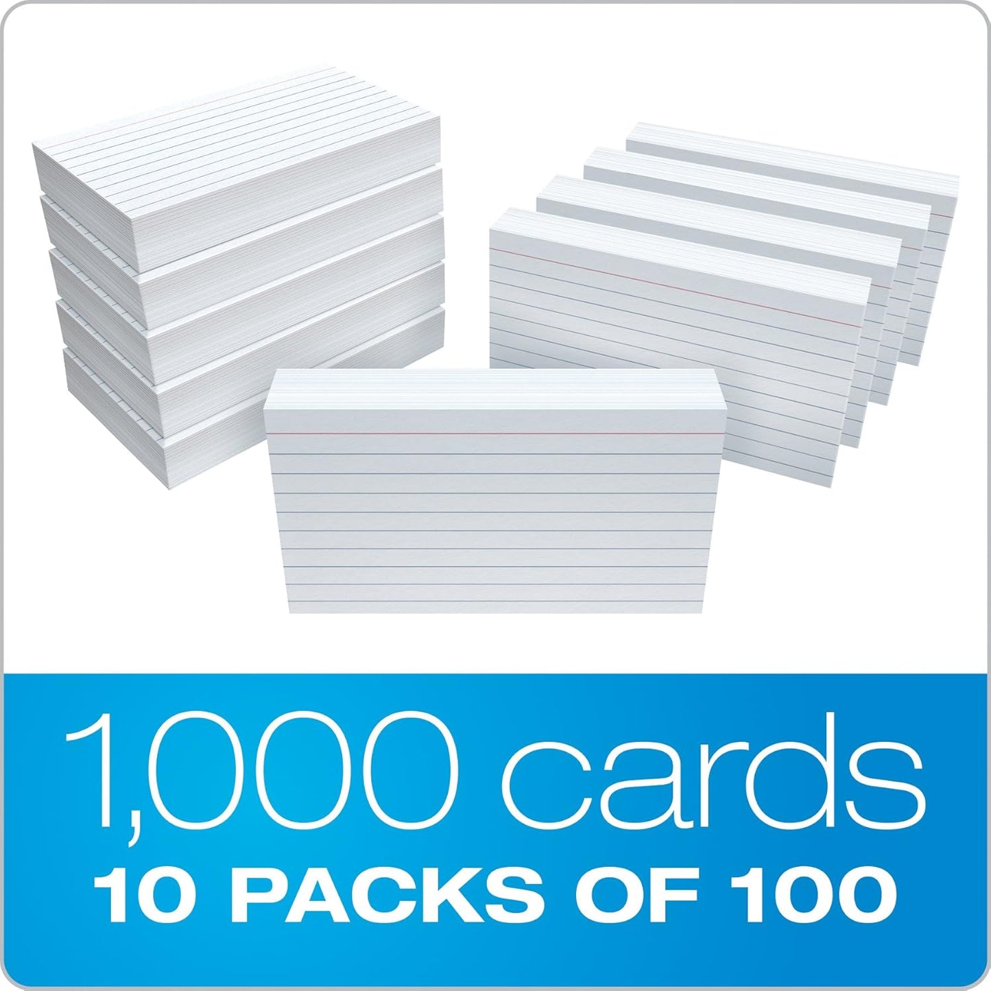 Oxford Ruled Index Cards, 3" x 5", White, 1,000 Cards, 10 Packs of 100 (98833)