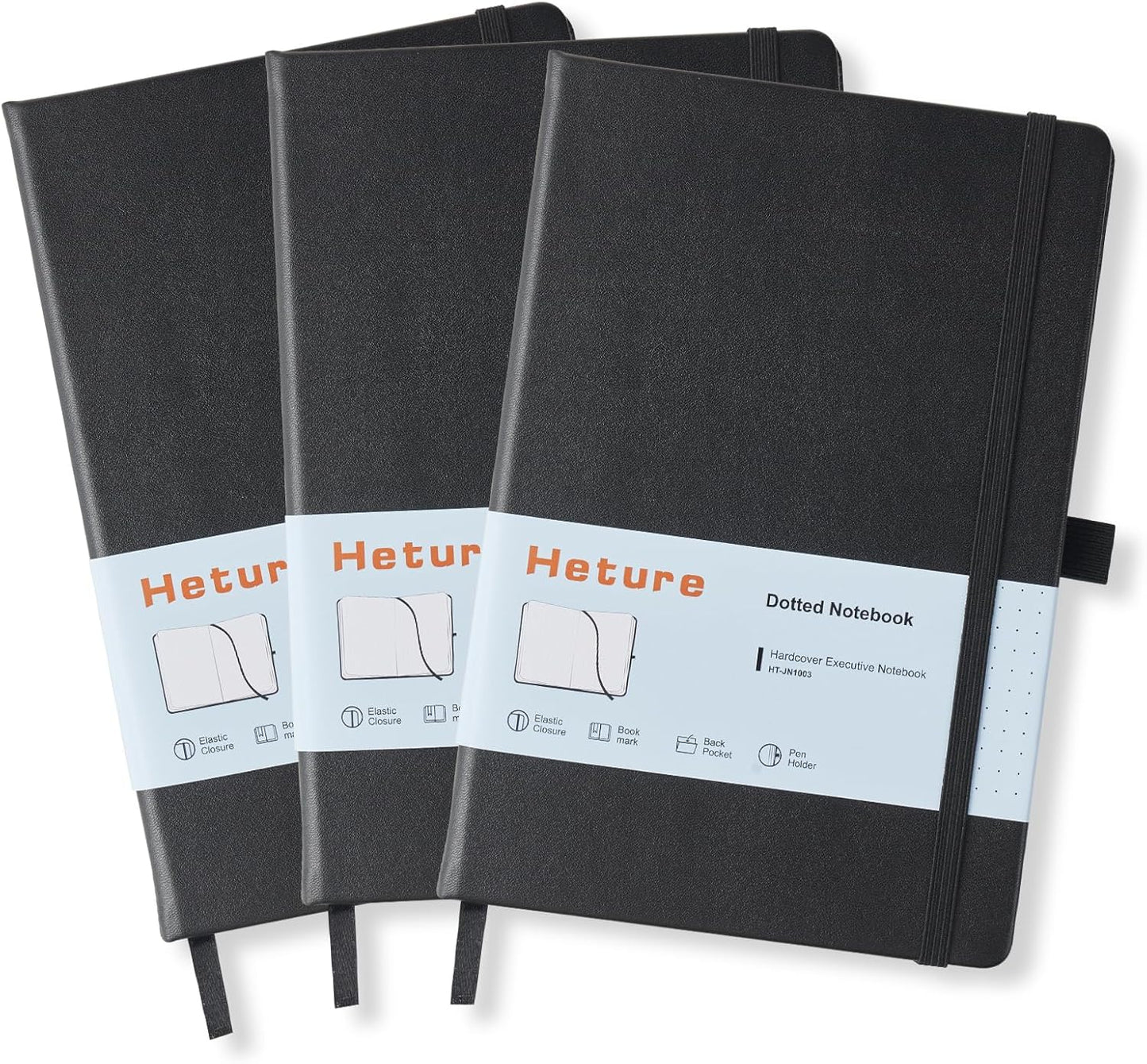 Heture Hardcover Notebooks, A5 Lined Journals Notebook for Writing 160 Pages, 8.2 x 5.5 inch, Classic Ruled Notebooks for College/Work/Travel (Lined-3 Pack, Black)