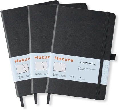Heture Hardcover Notebooks, A5 Lined Journals Notebook for Writing 160 Pages, 8.2 x 5.5 inch, Classic Ruled Notebooks for College/Work/Travel (Lined-3 Pack, Black)