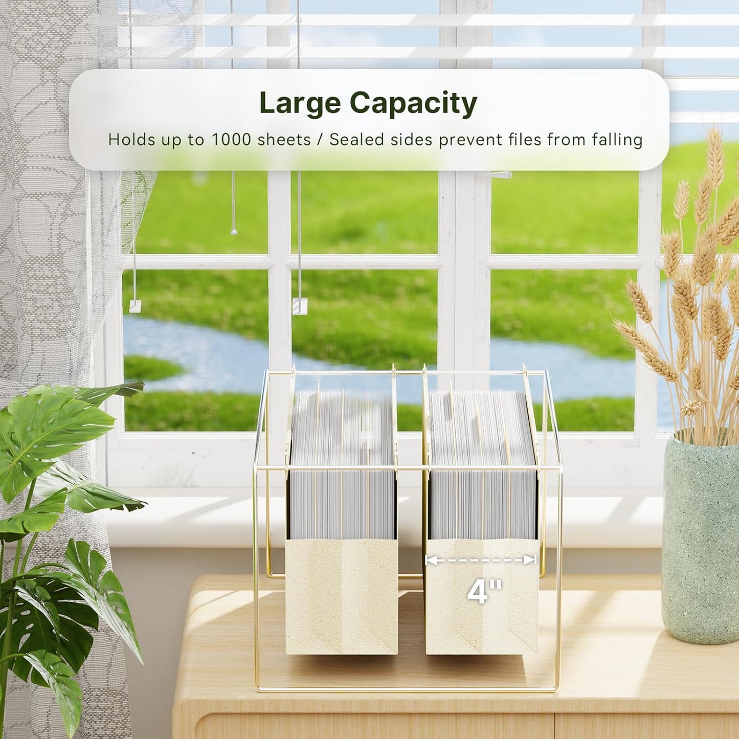XINGIA Wheat Straw Reinforced Hanging File Folders Legal Size,4 Inch Expansion File Organizer,6 Pack Extra Capacity File Cabinet Folders for Bulky Files,Medical Charts,Filing Folders Hanging with Tabs