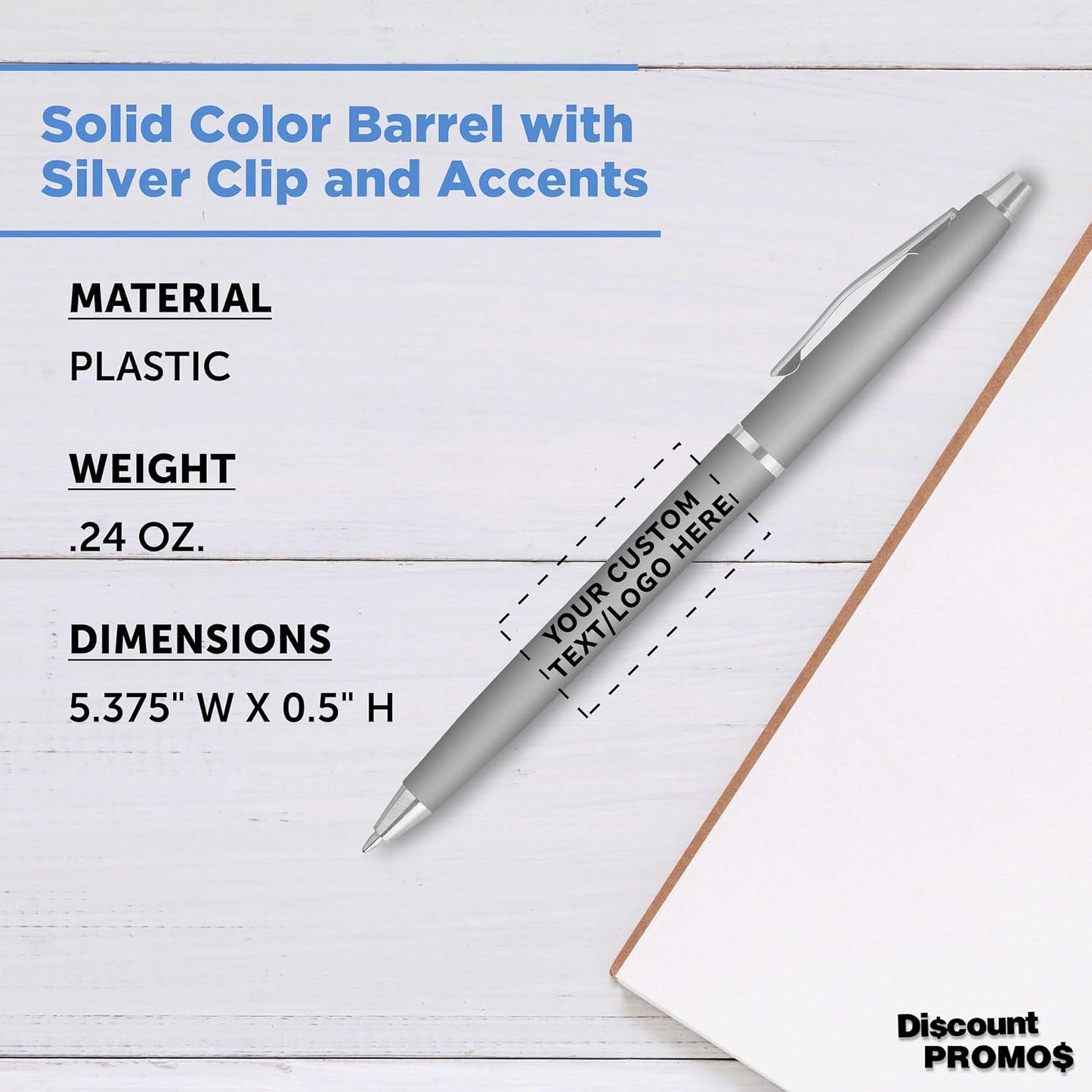 Personalized Langham Ballpoint Pens, Set of 10/50/100 by DISCOUNT PROMOS - Black Ink, Great for Office, Business, Tradeshows - Black
