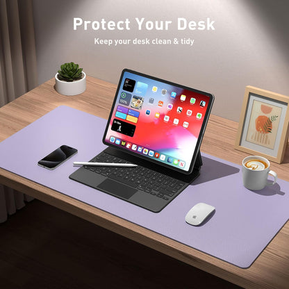 Aothia Non-Slip Waterproof PU Leather Desk Pad Protector for Mouse, Writing Desk, Office, Home, Laptop Blotter, 23.6" x 13.7", Black - Colors A