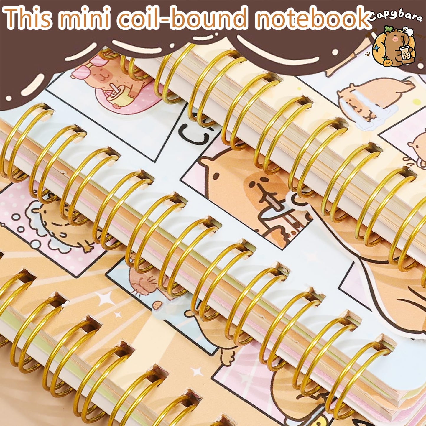 2 Pack Cute Small Spiral Notebooks Kawaii Cartoon Mini Memo Notepads Ruled Pages 54 Sheets Journals for Study, Drawing and Writing Notes Gift Reward for Friends Party Favor (Random Style, 10.5x8.5cm)