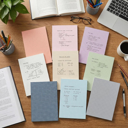 Jecery 9 Pack 4 x 6 Inch Grid Sticky Notes Self Adhesive Memo Pad Cute Graph Paper Self Stick Note Pads with Grid Lines for Gifts Office Supplies, 270 Sheets(Soft Colors)