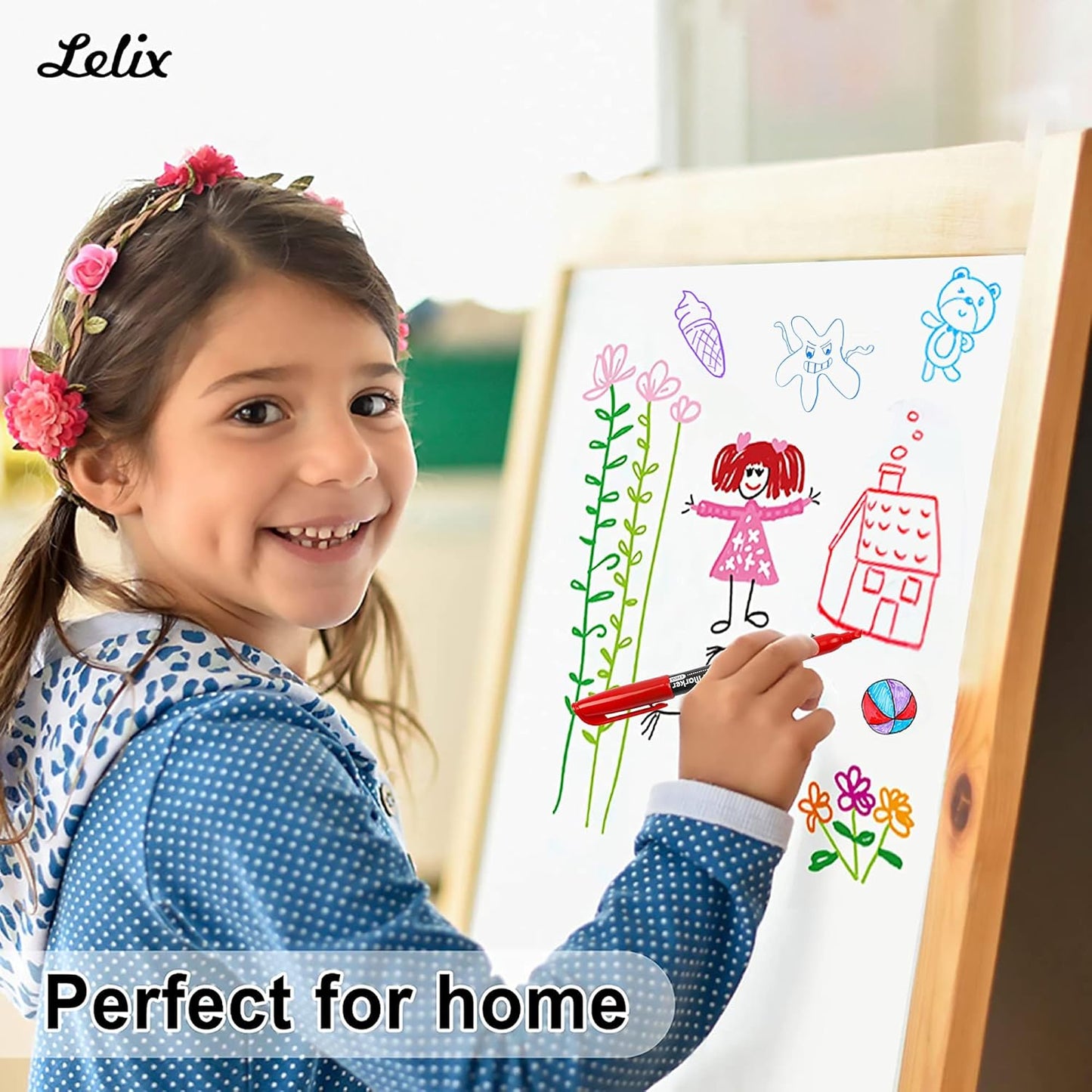 Lelix 42 Pack Black Dry Erase Markers Chisel Tip, Bulk Whiteboard Markers for School, Office Supplies, Perfect for Writing on White Board, Mirror,Calender