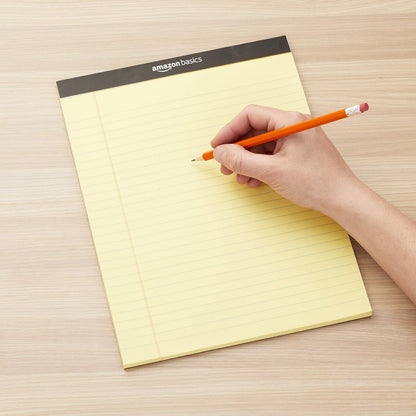 Amazon Basics Wide Ruled Lined Writing Note Pads with Sturdy Back, 8.5" x 11.75", Multicolor, 6-Pack, 300 Sheets, Perforated
