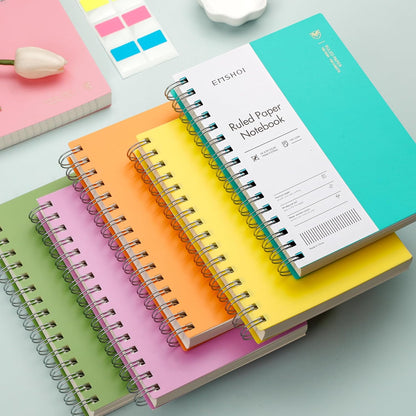 EMSHOI A5 Spiral Notebook College Ruled Lined Journal, Small 5.7" X 8.22", 300 Pages/150 Sheets, 100gsm Thick Paper, Waterproof Hardcover, for Office School Women Men Work Writing Notes, Blue