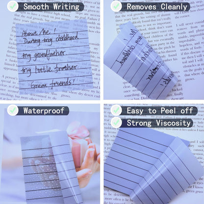 YOUDEFUL 1600pcs Translucent Sticky Note Tabs, Morandi Page Markers for Annotating Books,Repositionable Book Flags Tabs Strip with Binders, Clear Sticky Notes,Page Tabs,Index Tabs