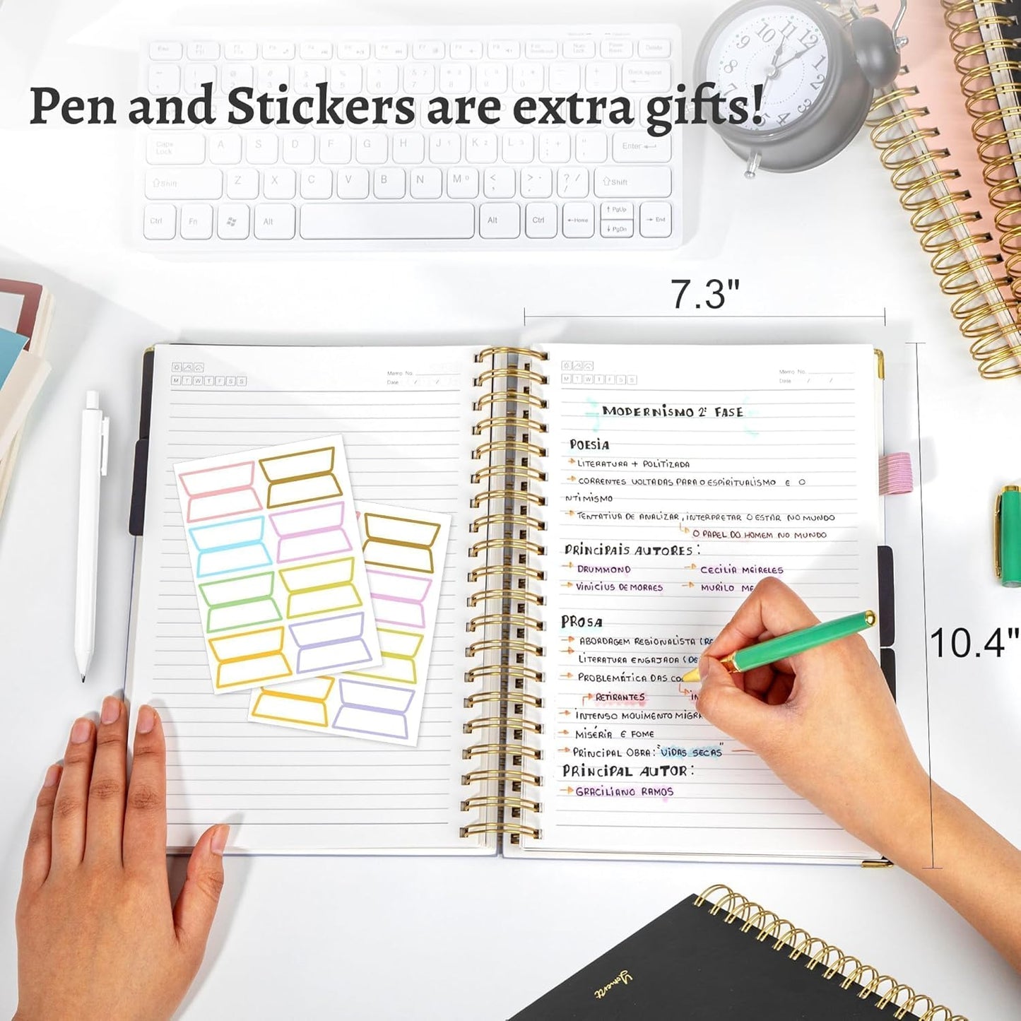 Hardcover Spiral Notebook with Tabs 8"x10" Large Spiral Lined Journals for Women with Dividers 240 Pages College Ruled Composition Notebook 5 Subject Notebook for Work, Back to School, Gifts, Purple