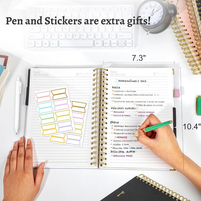 Hardcover Spiral Notebook with Tabs 8"x10" Large Spiral Lined Journals for Women with Dividers 240 Pages College Ruled Composition Notebook 5 Subject Notebook for Work, Back to School, Gifts, Purple