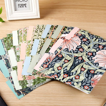 18 Pack William Morris Floral File Folders Decorative File Folders Letter Size(9.5 x 11.5) with 1/3 Cut Tab Fashion Folders for Office, School, Home