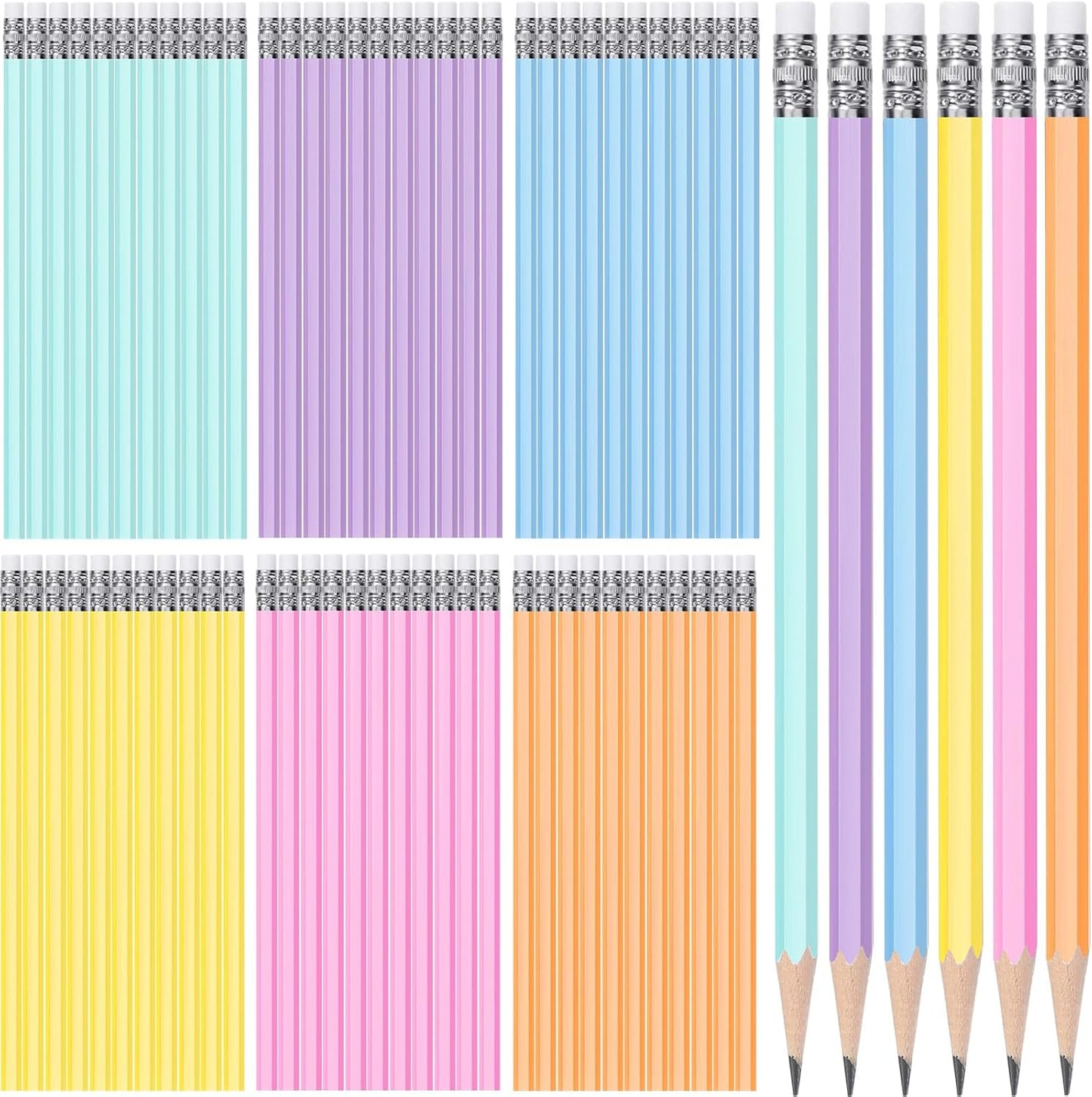 TecUnite 120 Pcs #2 HB Pencils with Eraser No 2 Unsharpened Wooden Hexagonal Pencils for Adults Gifts for School Exam art Learning Office Sketching(Rainbow Colors)