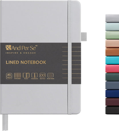 &And Per Se Lined Journal Notebook, 160 Pages, A5 5.7 x 8 inches College Ruled Thick Paper Notebook Journals for Writing, Hardcover Notebooks for Women Men Office School (1 Pack, Green) - Colors A