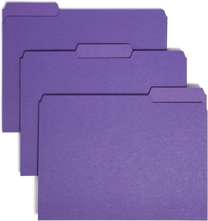Smead Interior File Folder, 1/3-Cut Tab, Letter Size, Aqua, 100 per Box, Expandable File Folders for Filing Cabinet