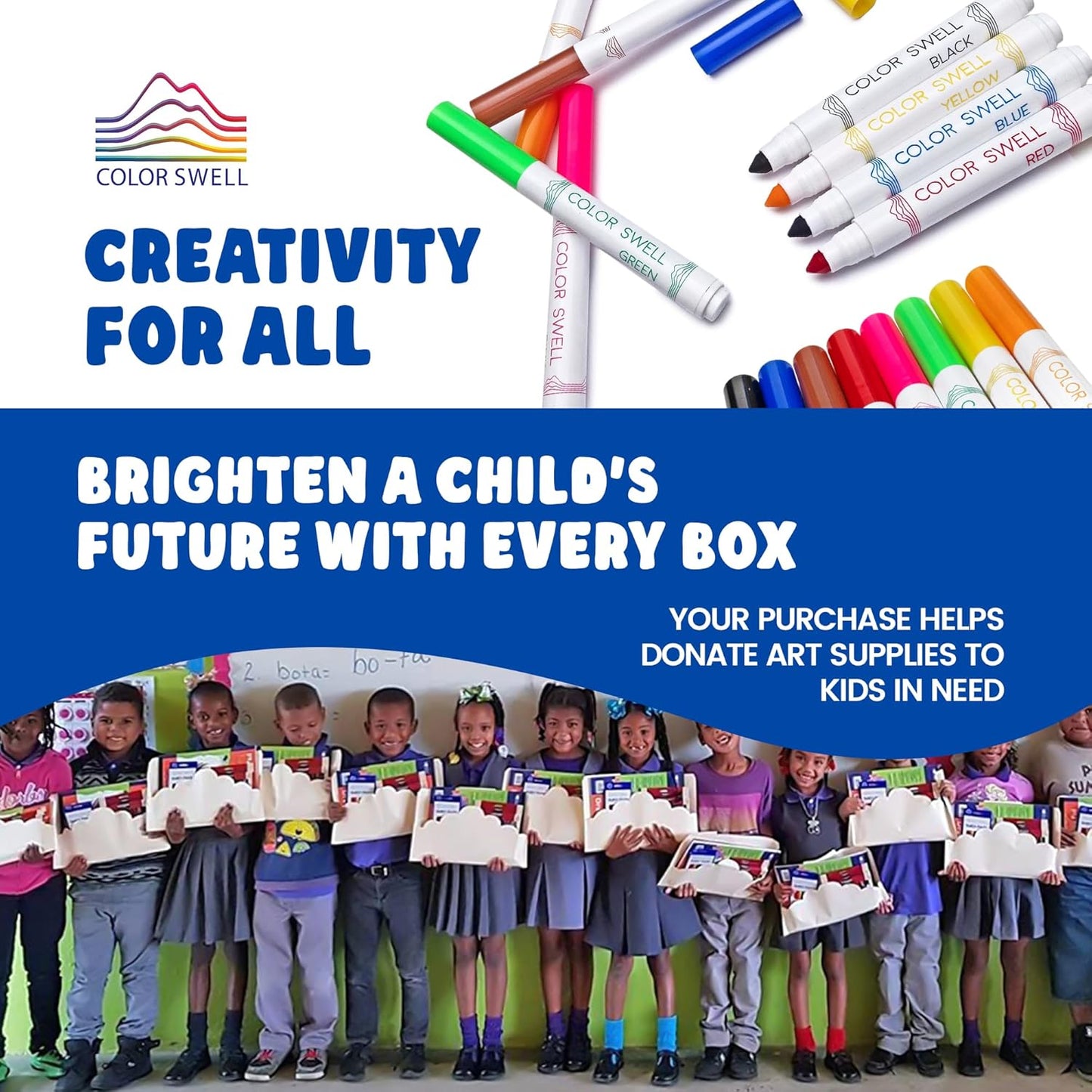 Color Swell 8-Pack Broad Line Markers – Washable, Non-Toxic, Ideal for Kids, Students, Adults, and Classroom Activities