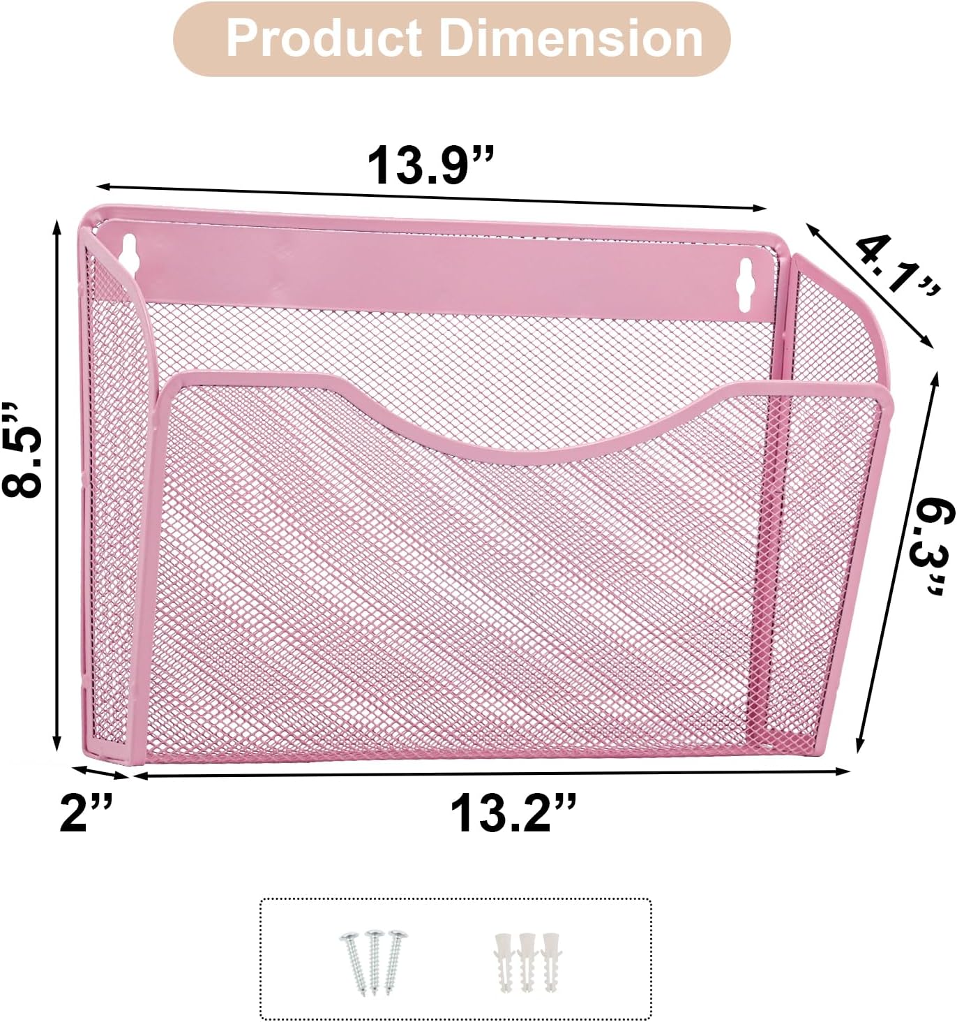 EASEPRES 3 Single Pocket Mesh Hanging File Organizer, Vertical Wall Mounted Magazine File Holder, Mount Basket Mail Paper Document Folder Organizing for Office, Home and School, Black