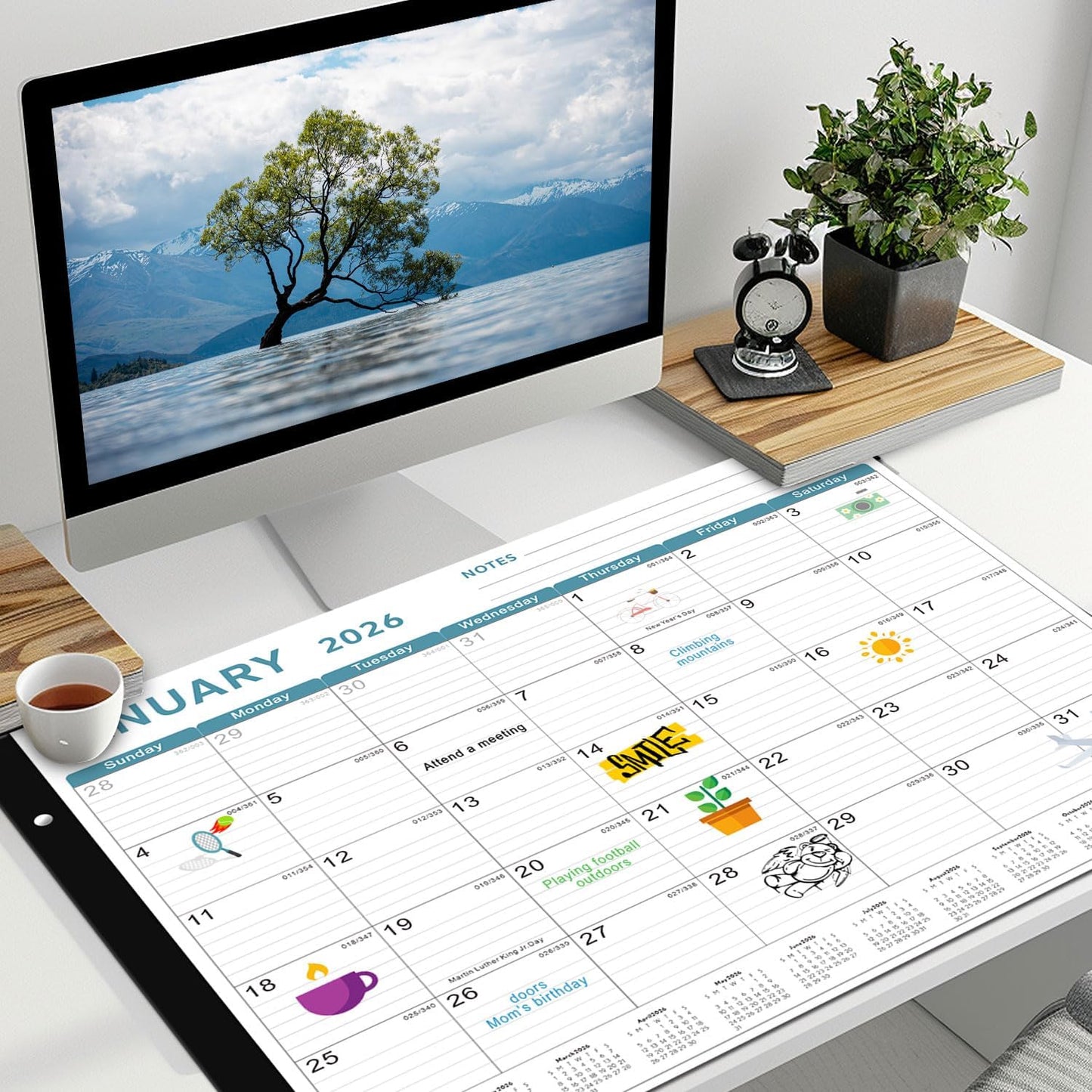 Desk Calendar 2026, KOPEESY 22" x 17" Large Desk Calendar, 18 Mouths From January 2026 to June 2027, Desktop Calendar with Notes and Thick Paper for Home, Office and School