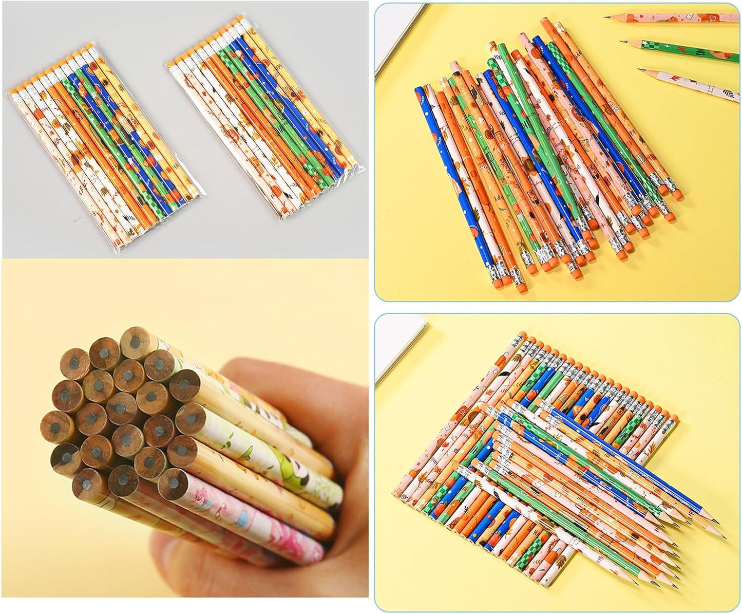48 pcs Flowers Pencils with Eraser Wood Pencils Bulk for Writing and Drawing (Flowers, 48)