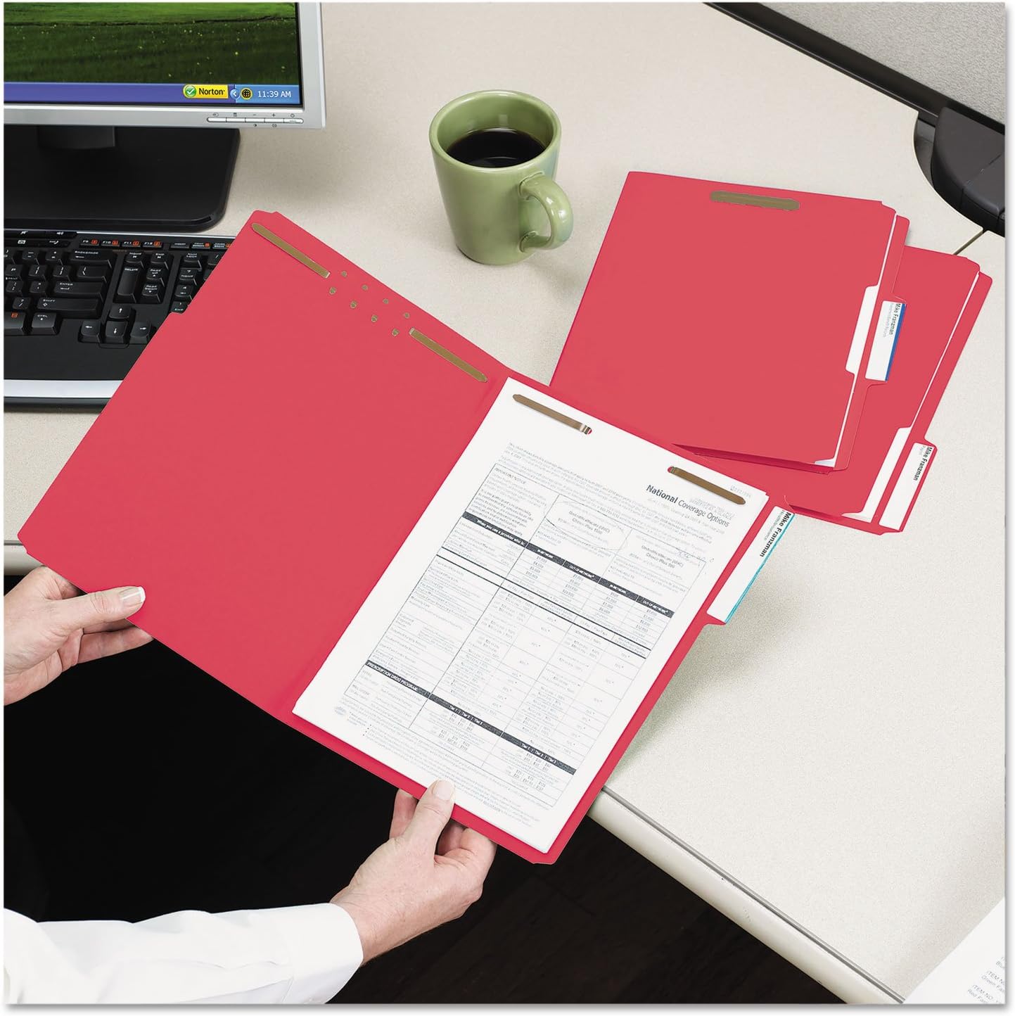 Smead Fastener File Folders, Reinforced 1/3-Cut Tabs, 2 Fasteners, Letter Size, Blue, 50 per Box (12040)