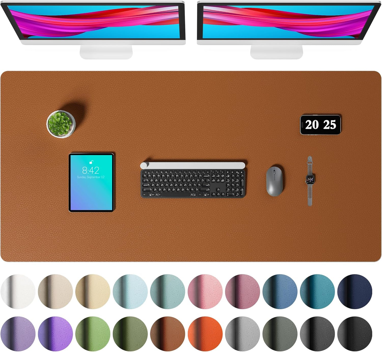 Aothia Leather Desk Pad Protector, Mouse Pad, Office Desk Mat, Non-Slip PU Leather Desk Blotter, Laptop Desk Pad, Waterproof Desk Writing Pad for Office and Home (Black,36" x 17") - Colors A