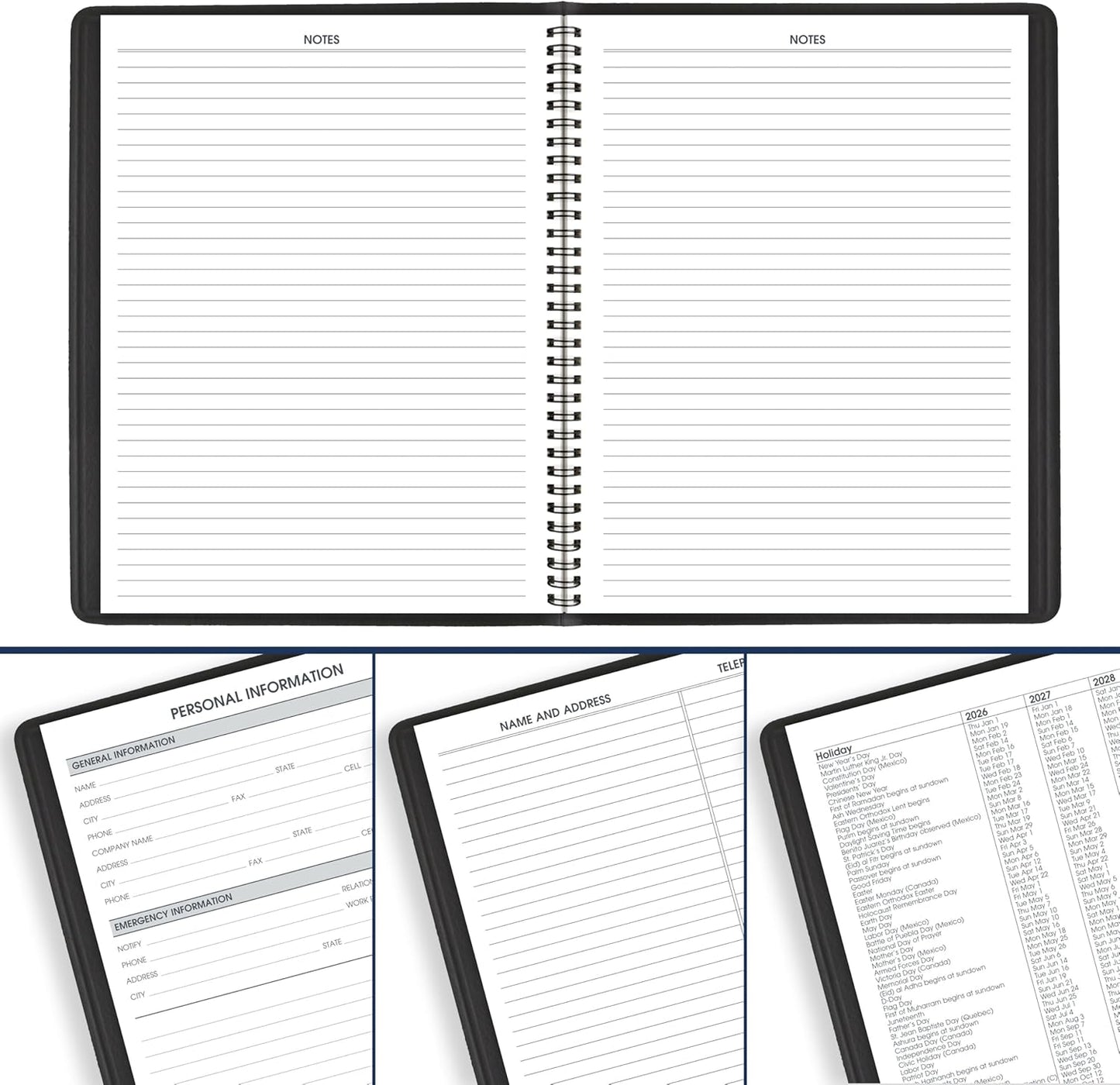 AT-A-GLANCE Planner 2026-2027 Weekly Academic 14-Month July-August, Quarter-Hourly Appointment Book, 8-1/4" x 11", Black (7095705)