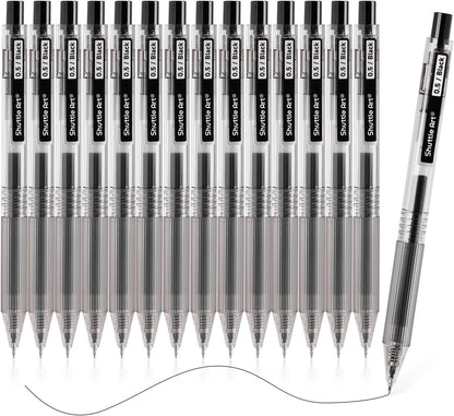 Shuttle Art Black Gel Pens, Ink Glide Series 90 Pack Retractable 0.5mm Fine Point Rollerball Gel Ink Pens Bulk Set Quick Drying Smooth Writing with Grip for Journaling Note Taking Office School Home