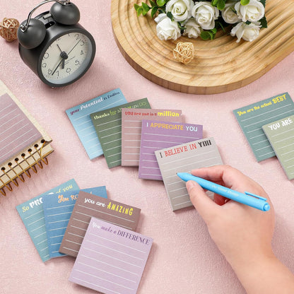 Yinder 48 Pcs Inspirational Sticky Notes Cute Motivational Sticky Notes Pad End of Year Employee Appreciation Gifts Bulk for Teacher Nurse Coworkers Office Supplies 3 x 3'' (Thank You,Dark Color)