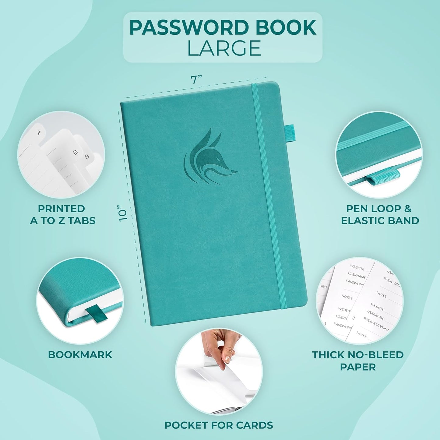 Clever Fox Password Book with alphabetical tabs. Internet Address Organizer Logbook. Small Pocket Password Keeper for Website Logins (Orange)