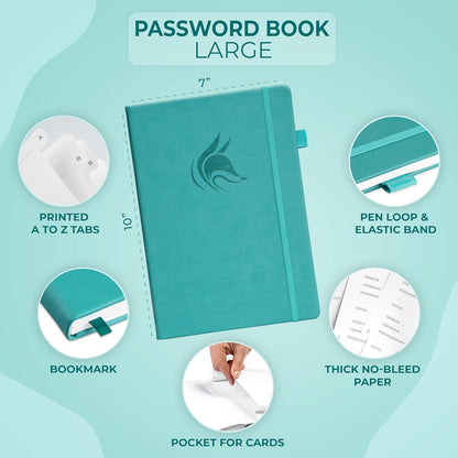 Clever Fox Password Book with alphabetical tabs. Internet Address Organizer Logbook. Small Pocket Password Keeper for Website Logins (Orange)