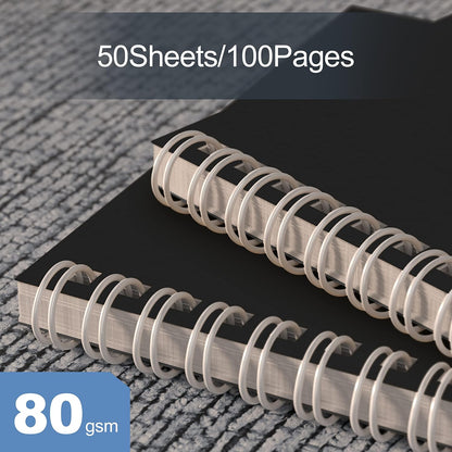 Nichela 4 Pack Spiral Notebook for Work - 4" x 6" Softcover Notebooks College Ruled for Note Taking, School Supplies,200 Sheets 400 Pages Journals Black