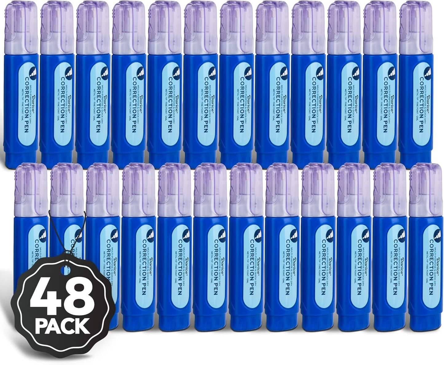 Darice Liquid Correction Pen Box of 24 - Multi-Purpose Liquid White Out Pen with Metal Tip for School, Office & Home