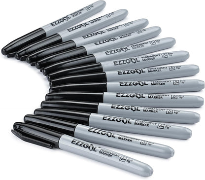 Ezzgol Permanent Markers Bulk, 150 Pack Fine Tip Black Permanent Markers, Waterproof Markers, Premium Smear Proof Pens, Quick Drying, Office Supplies for School, Office, Home