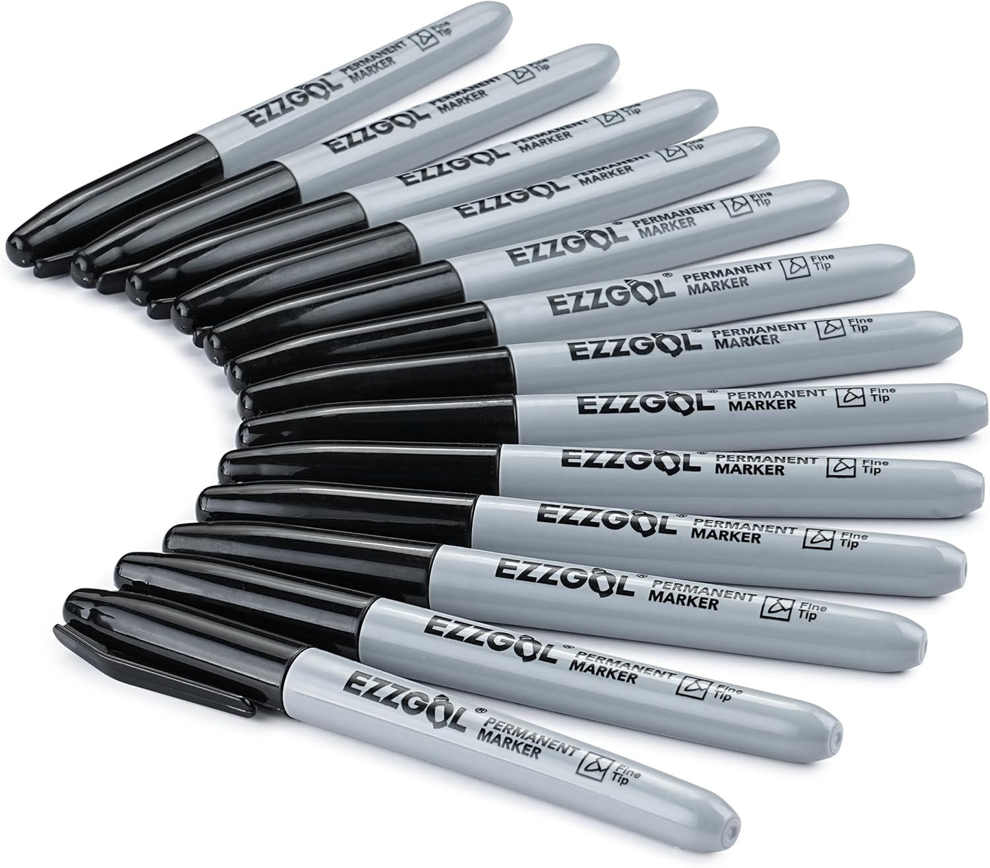 Ezzgol Black Permanent Markers Bulk, 40 Packs Fine Tip Permanent Markers, Waterproof Markers, Premium Smear Proof Pens, Quick Drying, Office Supplies for School, Office, Home