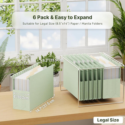 XINGIA Wheat Straw Reinforced Hanging File Folders Legal Size,4 Inch Expansion File Organizer,6 Pack Extra Capacity File Cabinet Folders for Bulky Files,Medical Charts,Filing Folders Hanging with Tabs
