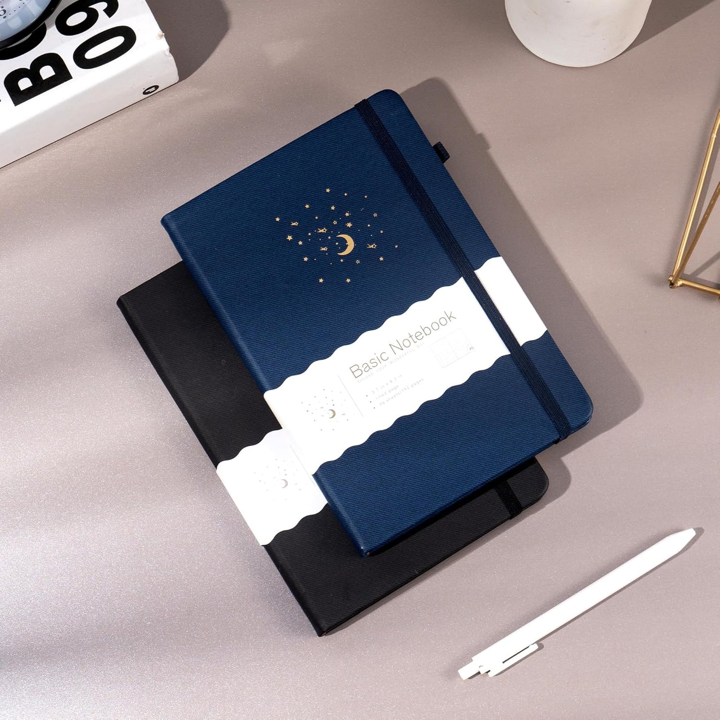 CAGIE Journal Notebook for Women Men, Hardcover Lined Notebooks Journals for Writing Work Journaling Note Taking Diary with Pen Loop (Black Ruled), Gifts, 5.7" x 8.3", 196 Pages