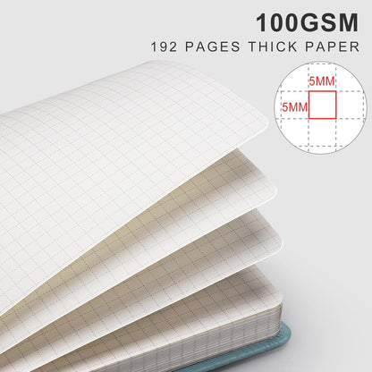 EMSHOI A4 College Ruled Notebook, Large 8.3" x 11.7", 192 Pages 100GSM Ink-Proof Faux Leather Hardcover Lay-Flat Lined Journal for Office School Work Writing, Black