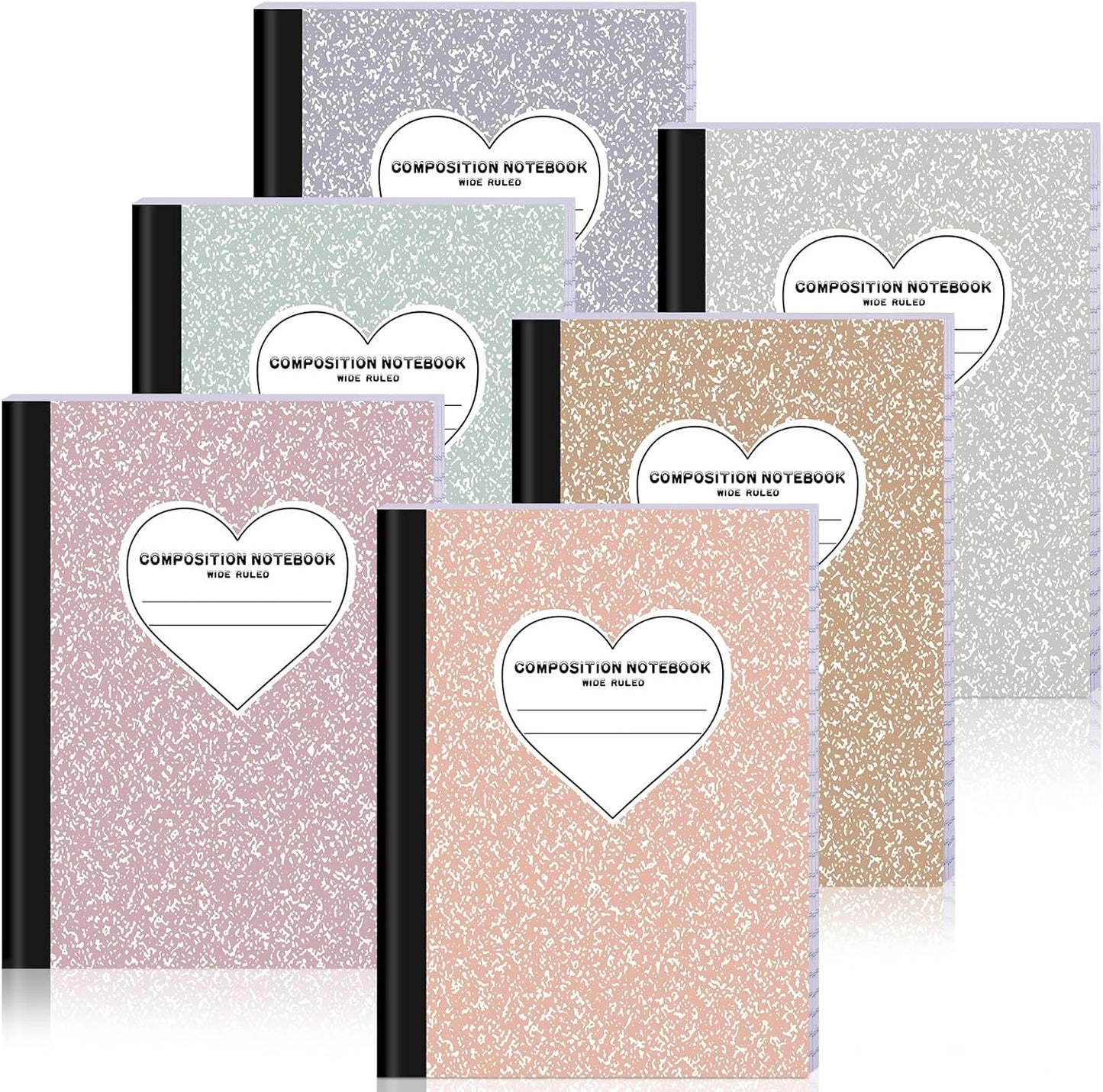 6 Pack Marble Composition Notebook Wide Ruled Preppy Composition Notebooks,Back to School Coquette Aesthetic Notebooks Perfect-bound 80 Pages (40 Sheets) 9.75x7.5 Inches