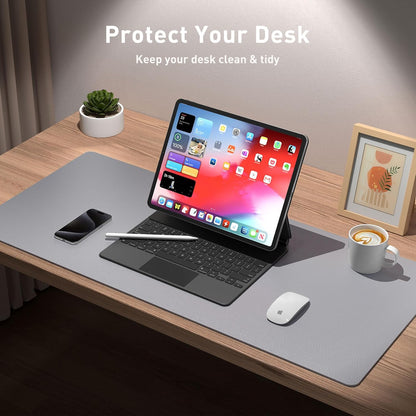 Aothia Leather Office Desk Pad Protector, Non-Slip PU Leather Desk Blotter, Waterproof Laptop Writing Mouse Pad for Office and Home, Black, 31.5" x 15.7" - Colors A