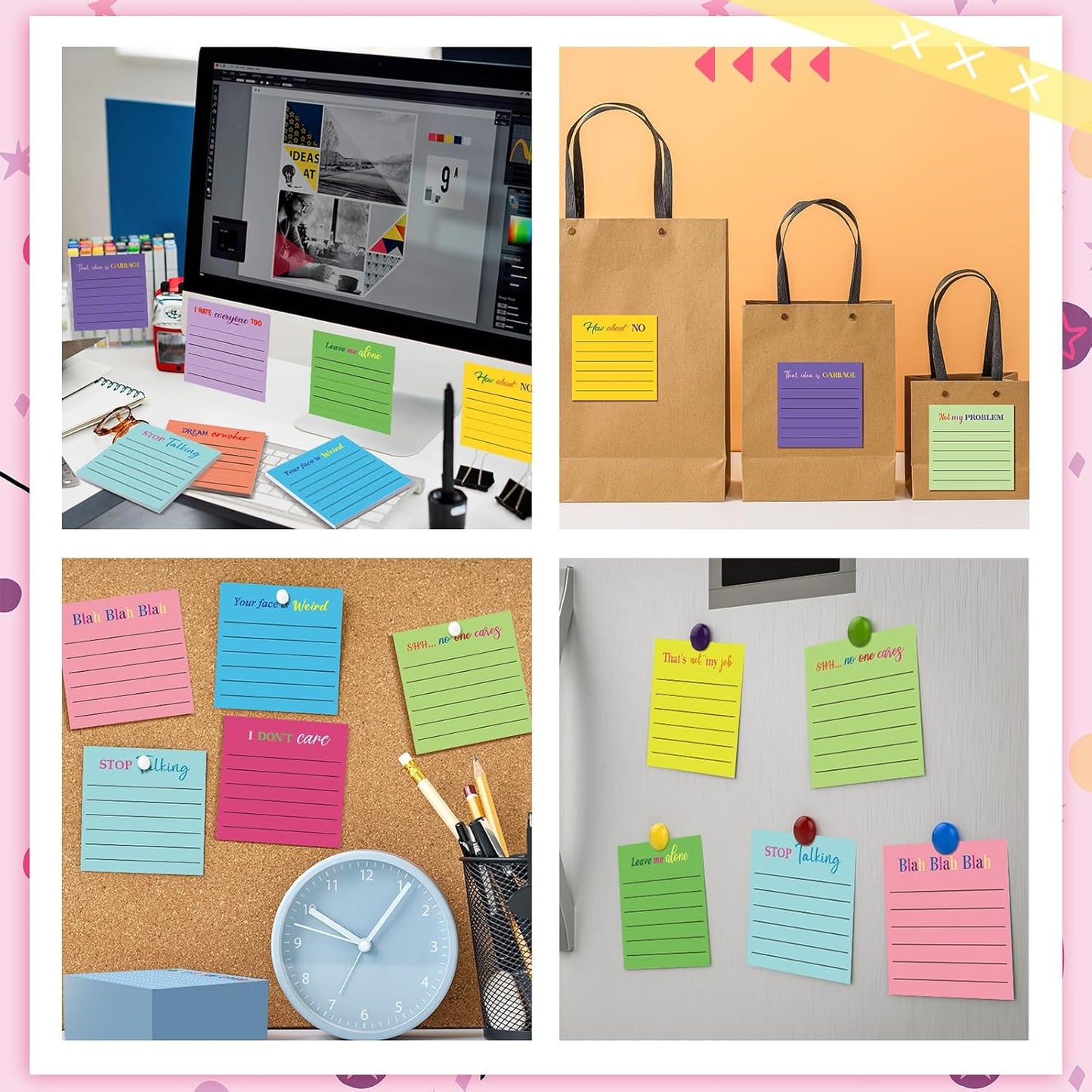 Yinder 48 Pcs Inspirational Sticky Notes Cute Motivational Sticky Notes Pad End of Year Employee Appreciation Gifts Bulk for Teacher Nurse Coworkers Office Supplies 3 x 3'' (Thank You,Dark Color)