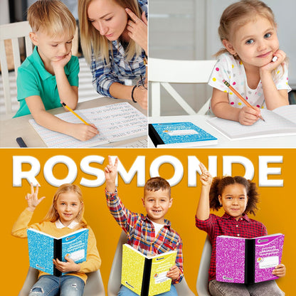 Rosmonde 50 Pack Composition Notebooks Bulk, Wide Ruled Composition Notebook, 200 Pages (100 Sheets), 9-3/4 x 7-1/2, Black Marble, Bulk School Supplies, Office Notebooks, Bulk Notebooks for School