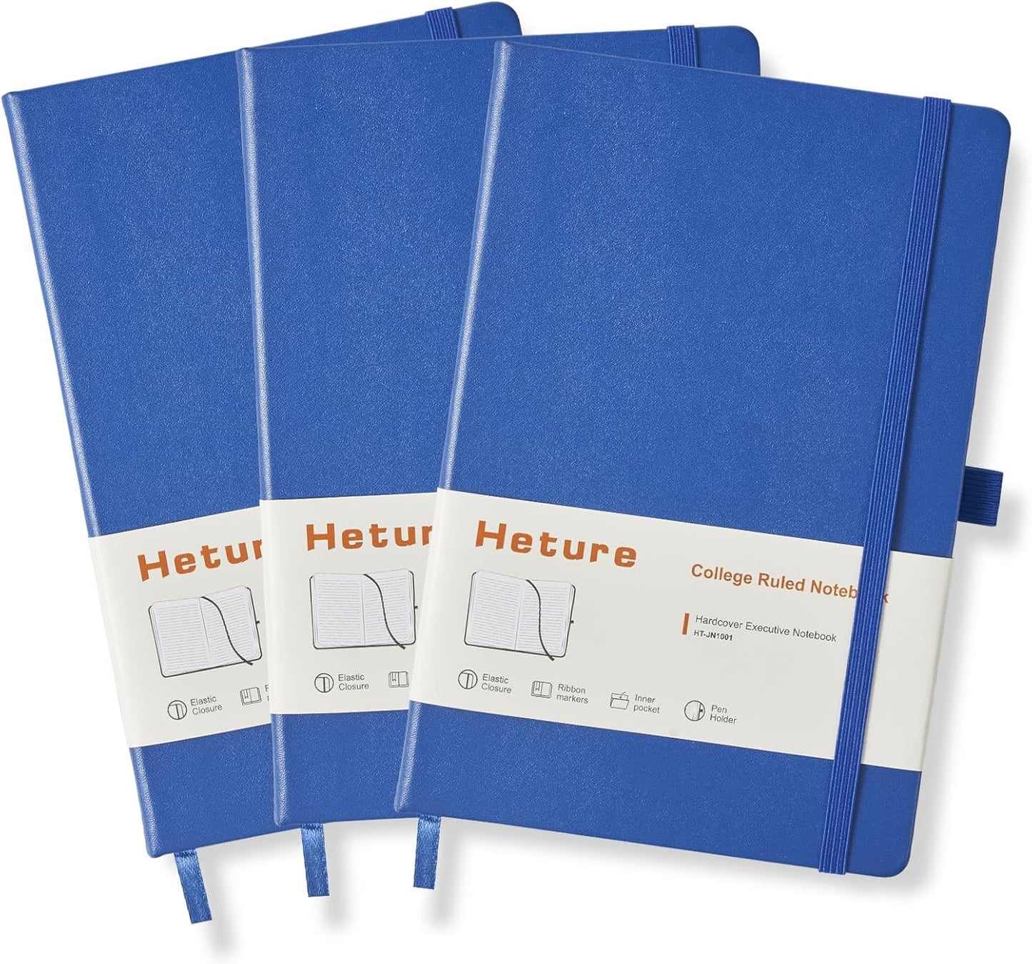 Heture Hardcover Notebooks, A5 Lined Journals Notebook for Writing 160 Pages, 8.2 x 5.5 inch, Classic Ruled Notebooks for College/Work/Travel (Lined-3 Pack, Black)