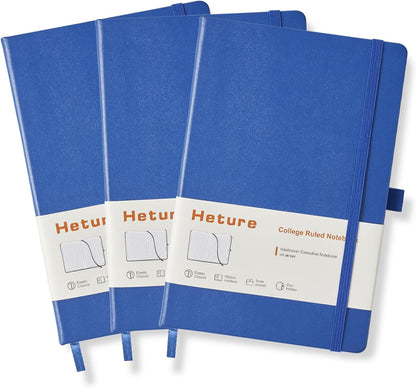 Heture Hardcover Notebooks, A5 Lined Journals Notebook for Writing 160 Pages, 8.2 x 5.5 inch, Classic Ruled Notebooks for College/Work/Travel (Lined-3 Pack, Black)
