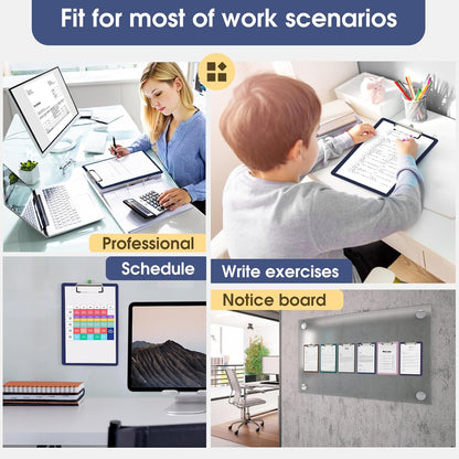 Plastic Clipboards 2 Pack, A4 Black Clip Board 8.5x11 for Classroom, Students, Kid, Woman, Size 9" x 12.5" with Low Profile Clip, Office & School Supply