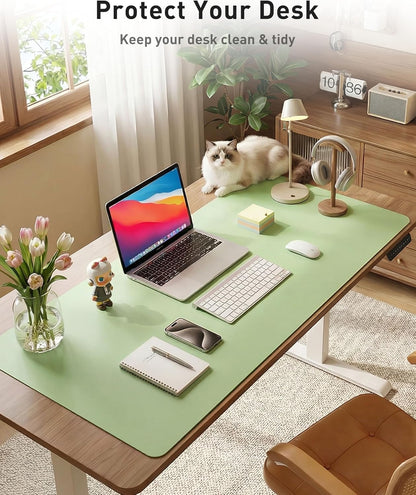 Aothia Non-Slip Waterproof PU Leather Desk Pad Protector for Mouse, Writing Desk, Office, Home, Laptop Blotter, 23.6" x 13.7", Black - Colors B