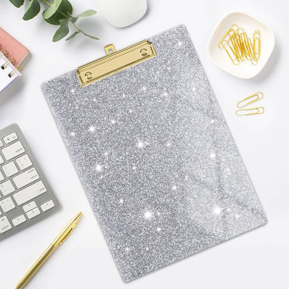Rimilak Acrylic Glitter Clipboards, Sparkly Board with Low Profile Gold Clip, Designed for Classroom School and Office Use, A4 Letter Size 9 x 12.5 in, Pink