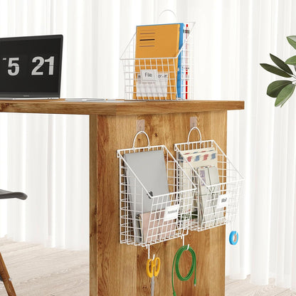Yuzehuaza Hanging Wall File Organizer Metal Wall Mounted File Holder Folder with Handles and Hooks, Magazine Document Rack, for Home Office or Decor, 3 Packs (Patent Pending)