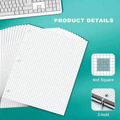 Note Pads 8 X 10.5 Loose Leaf Paper, 120Sheets, 3 Hole Punched Lined Paper, College Ruled 8 X 10.5 Notebooks, 10-1/2" X 8 Binder Writing Pads, Filler Paper For Engineering, Office, School Supplies